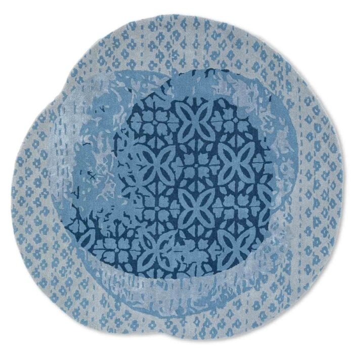 Handmade Irregular Blue Carpet – Unique Modern Art Rug